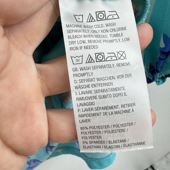 Susan Gravel Liquid Knit Paisley Floral Popover Top Size L Blue Pretty Office - Picture 7 of 11